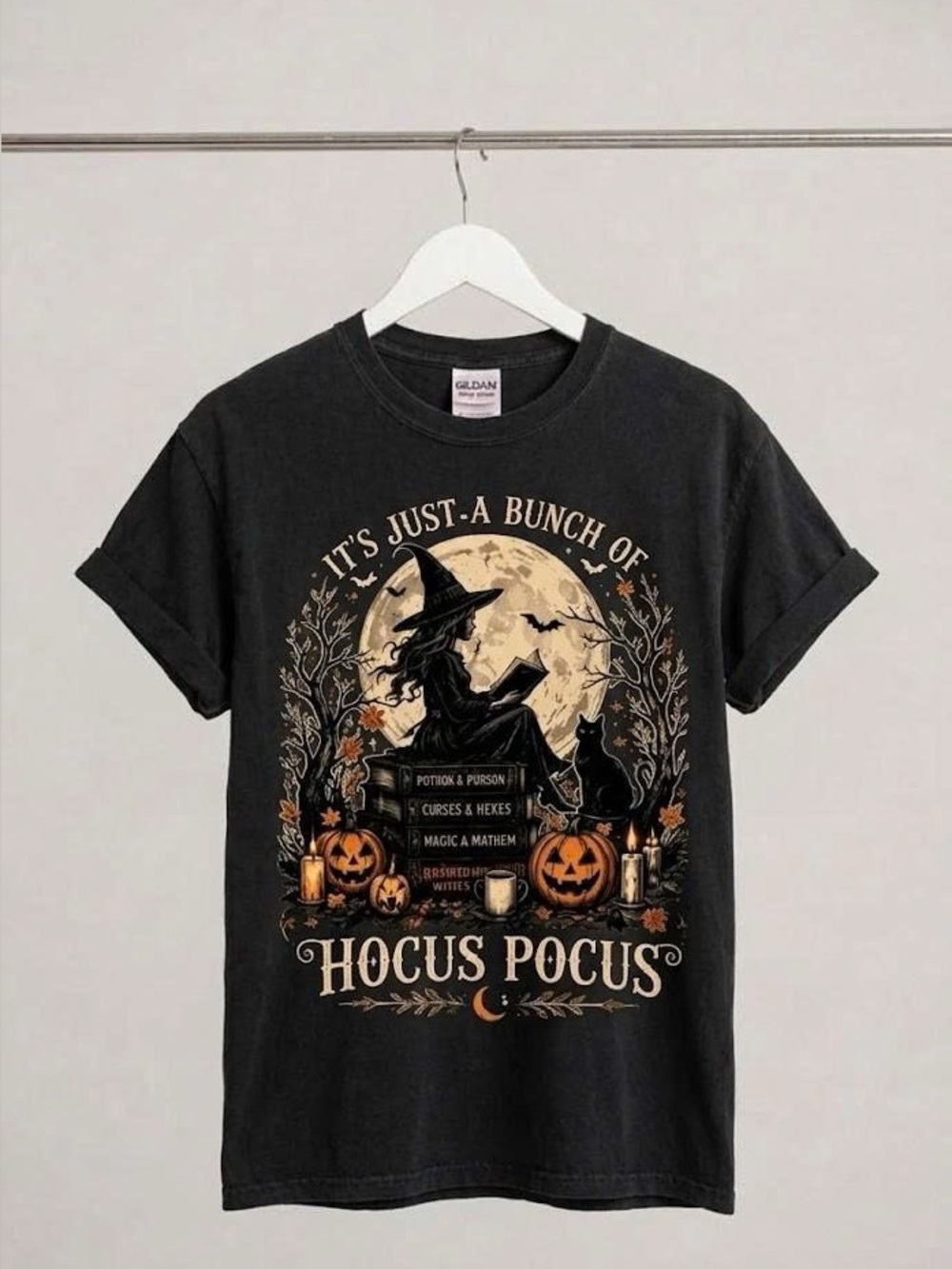 Spooky Season Reading Witch T-Shirt Vintage Bookish Halloween Tee